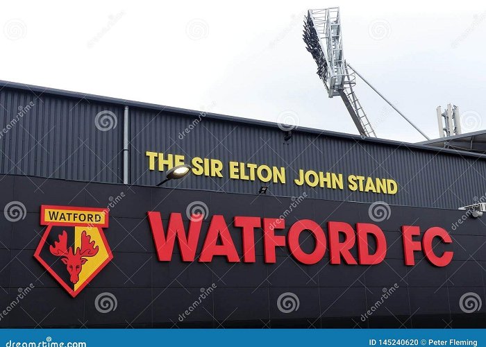 Watford Stadium Side Wall of the Sir Elton John Stand, Watford Football Club ... photo