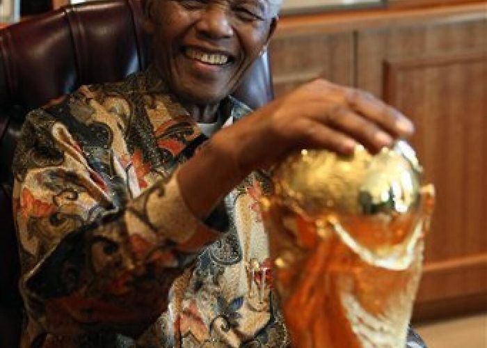 Nelson Mandela Foundation Mandela reunited with World Cup trophy - The San Diego Union-Tribune photo