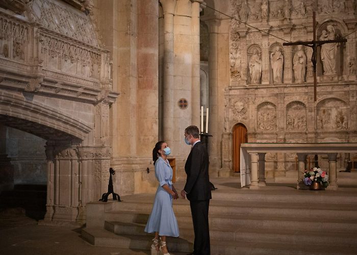 Poblet Monastery Separatists protest Spanish royals' visit to rural Catalonia ... photo