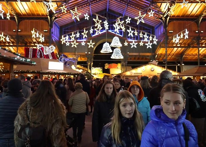 Montreux Christmas Market Montreux Noël - The Market Place and Santa Claus on his flying sleigh photo